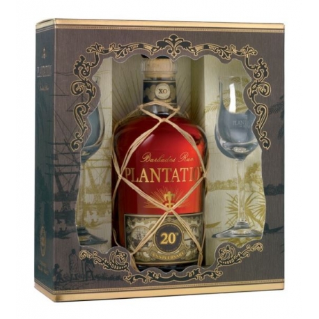 Plantation Rhum Vieux XO 20e anniversaire carafe coffret +2 verres 40° 70 cl Barbade