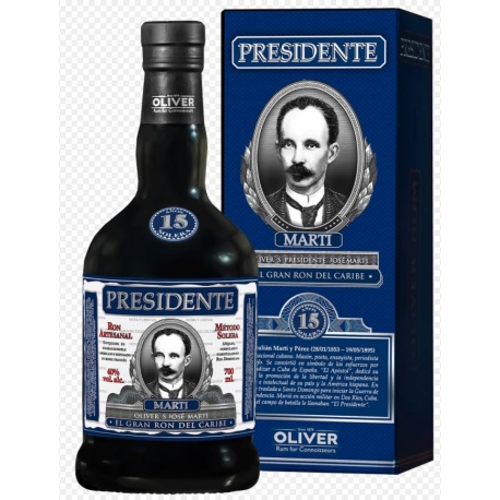 Presidente Marti Rhum Vieux 15 étui 40° 70 cl République Dominicaine