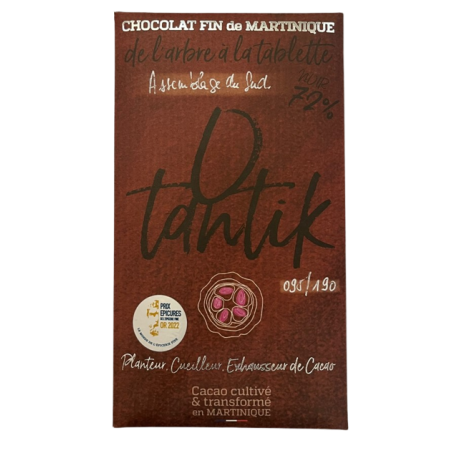 Otantik Tablette  Chocolat Noir Assemblage du Sud 72% sans torréfaction 70g Martinique