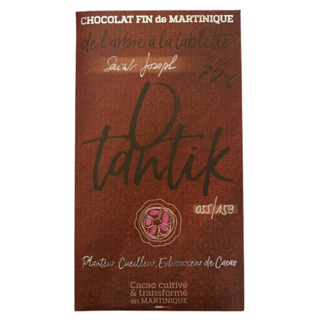 Otantik Tablette  Chocolat Noir Saint Joseph 72% sans torréfaction 70g Martinique