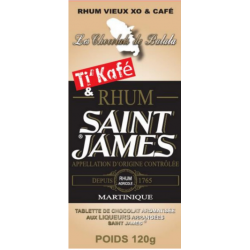 Les Chocolats de Balata Tablette Saint James Chocolat noir 72% Ganache Rhum Vieux XO et Café 120g