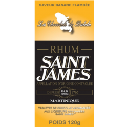 Les Chocolats de Balata Tablette Saint James Chocolat noir 72% Ganache Rhum Banane flambée 120g