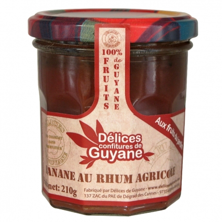 Délices Guyane confiture banane au rhum 210 g